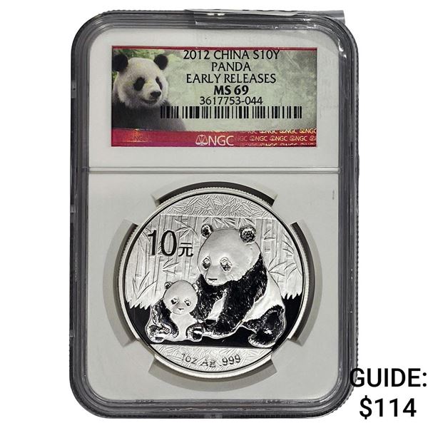 2012 China Silver 10 Yen Panda NGC MS69 Early Release