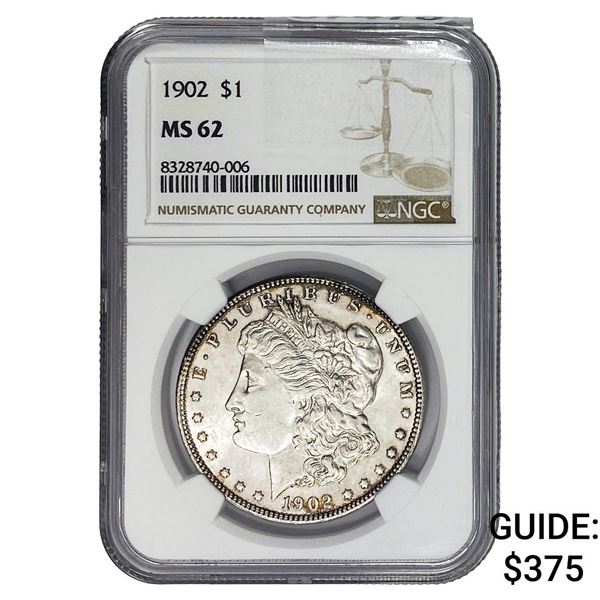 1902 Morgan Silver Dollar NGC MS62