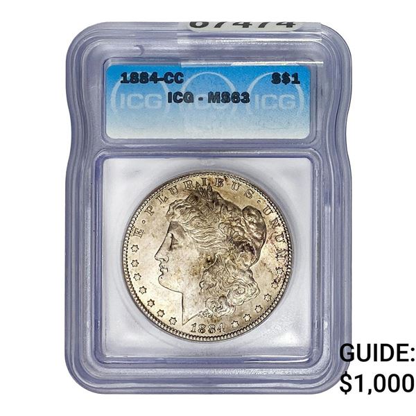 1884-CC Morgan Silver Dollar ICG MS63