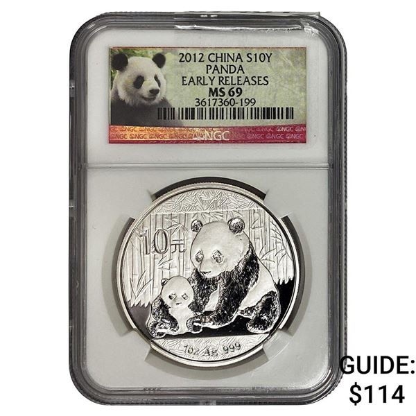 2012 China Silver 10 Yen Panda NGC MS69 Early Release