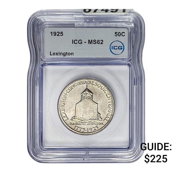 1925 Lexington Half Dollar ICG MS62