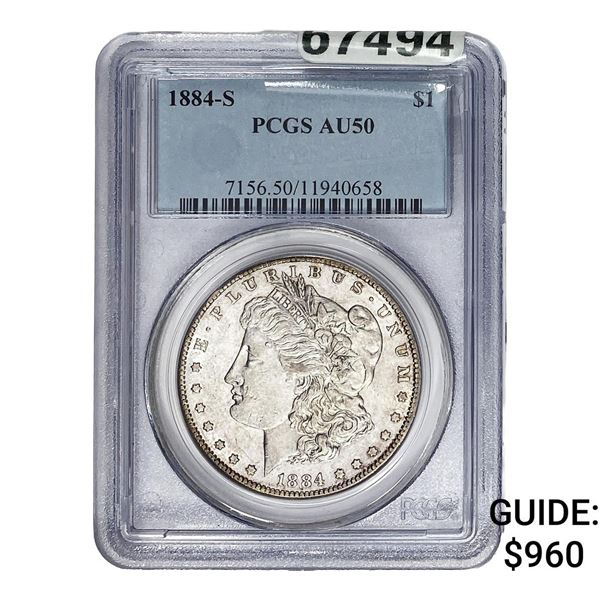 1884-S Morgan Silver Dollar PCGS AU50