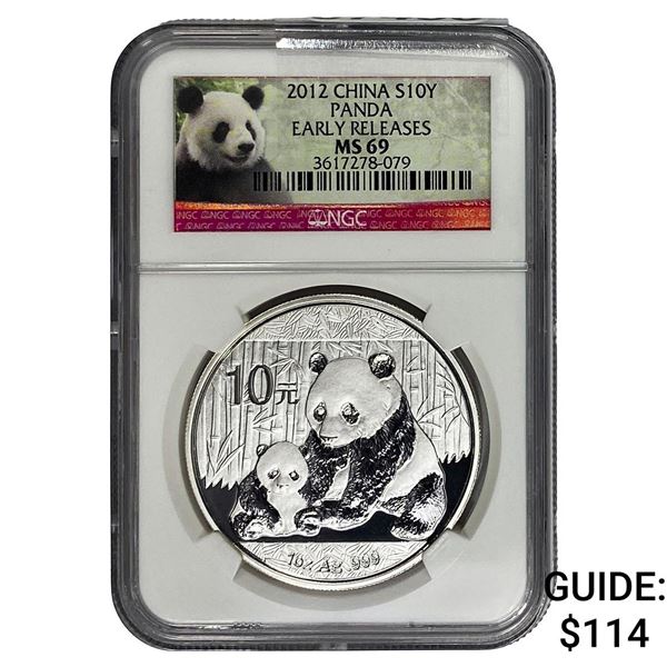 2012 China Silver 10 Yen Panda NGC MS69 Early Release