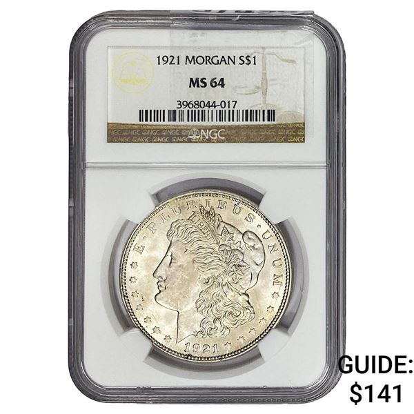 1921 Morgan Silver Dollar NGC MS64