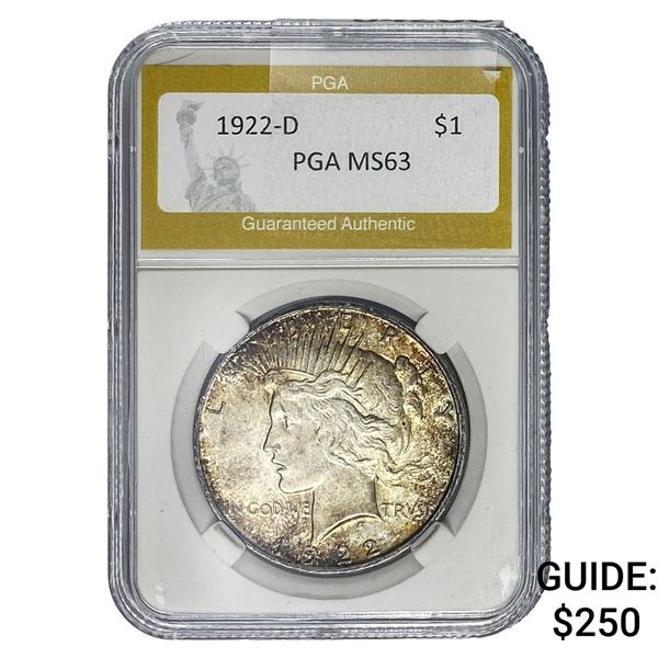 1922-D Silver Peace Dollar PGA MS63