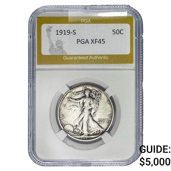1919-S Walking Liberty Half Dollar PGA XF45
