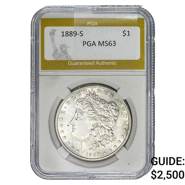 1889-S Morgan Silver Dollar PGA MS63