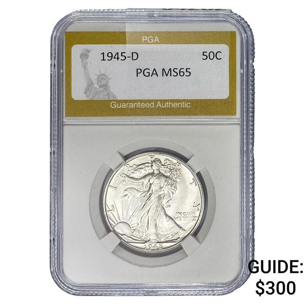 1945-D Walking Liberty Half Dollar PGA MS65