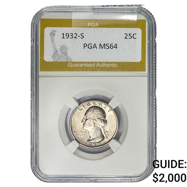 1932-S Washington Silver Quarter PGA MS64