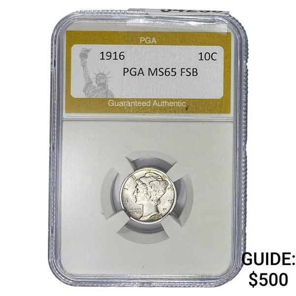1916 Mercury Silver Dime PGA MS65 FSB