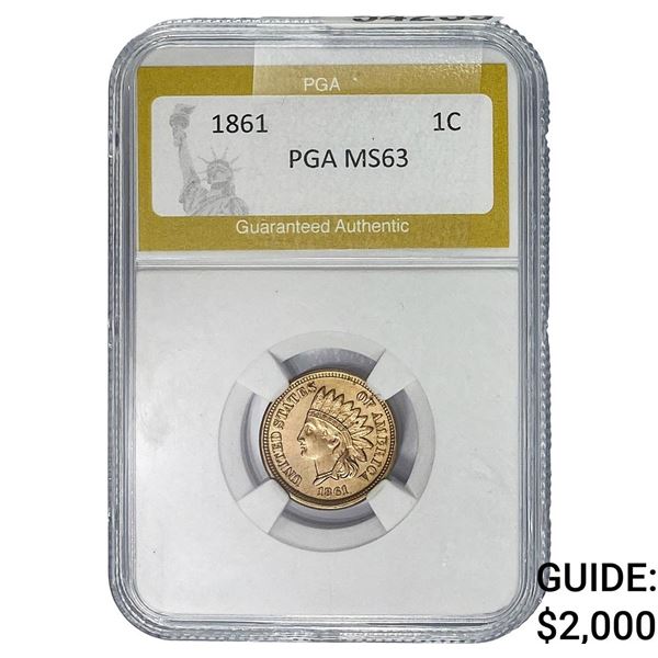 1861 Indian Head Cent PGA MS63