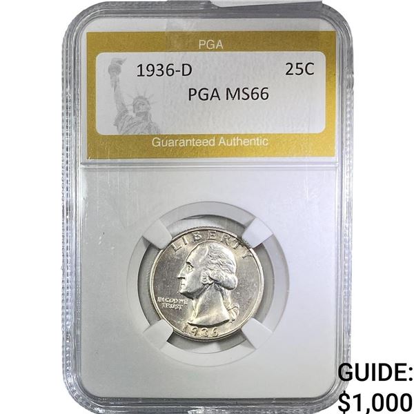 1936-D Washington Silver Quarter PGA MS66