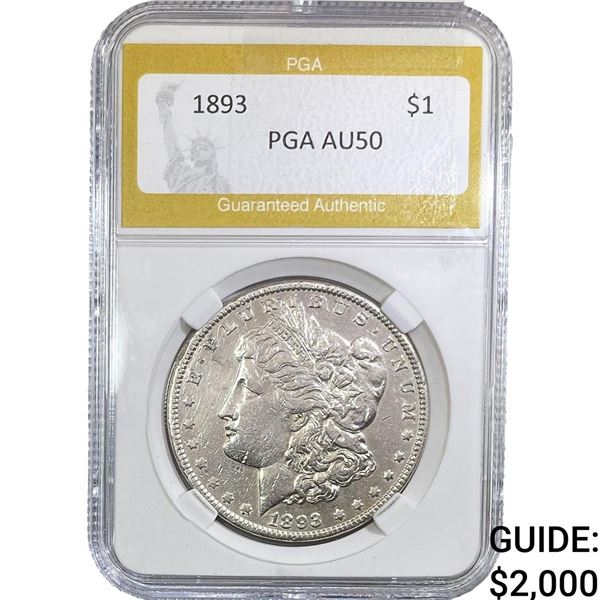 1893 Morgan Silver Dollar PGA AU50