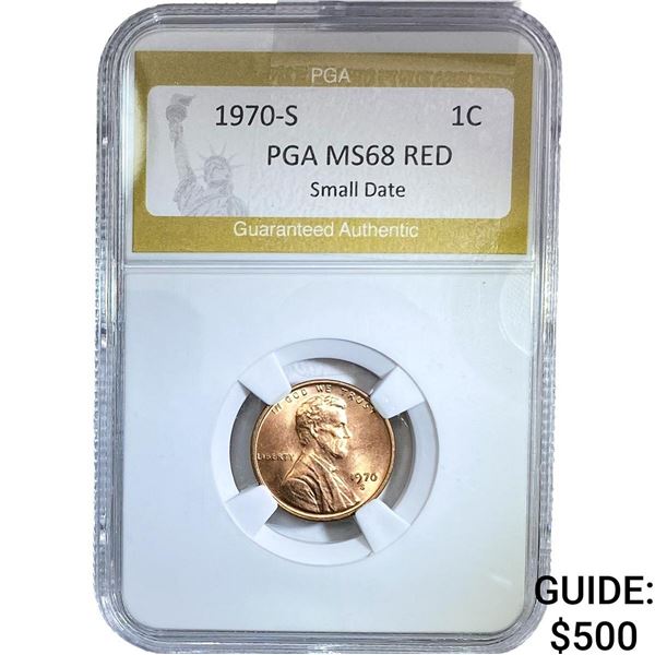1970-S Lincoln Memorial Cent PGA MS68 Red Sm. Date