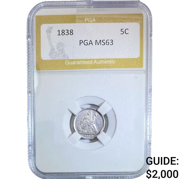1838 Seated Liberty Half Dime PGA MS63