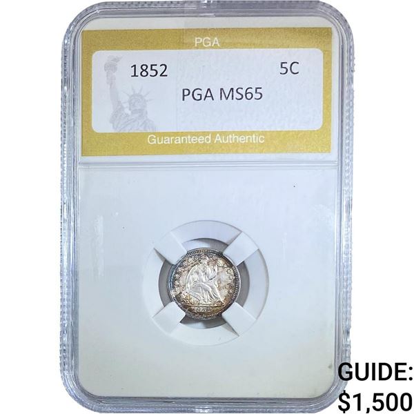 1852 Seated Liberty Half Dime PGA MS65