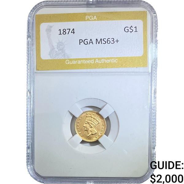 1874 Rare Gold Dollar PGA MS63+