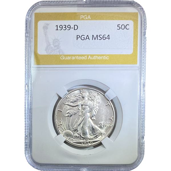 1939-D Walking Liberty Half Dollar PGA MS64