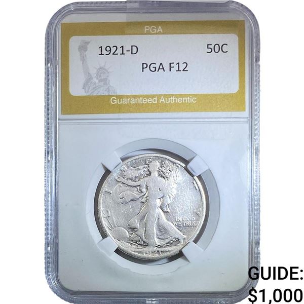 1921-D Walking Liberty Half Dollar PGA F12