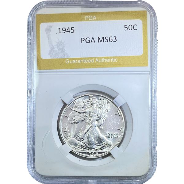 1945 Walking Liberty Half Dollar PGA MS63