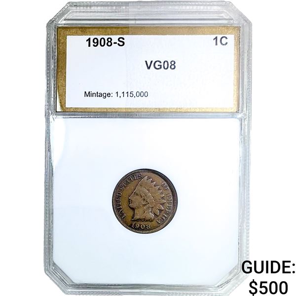 1908-S Indian Head Cent PCI VG08