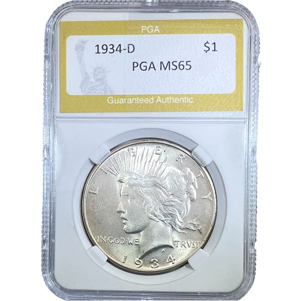 1934-D Silver Peace Dollar PGA MS65