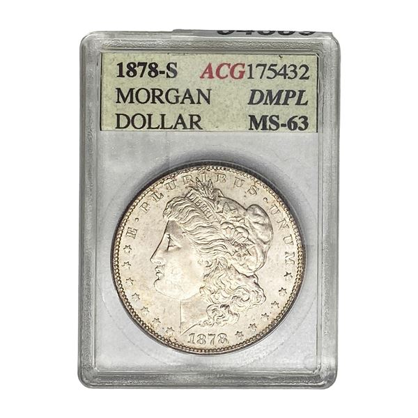 1878-S Morgan Silver Dollar AGC MS63 DMPL