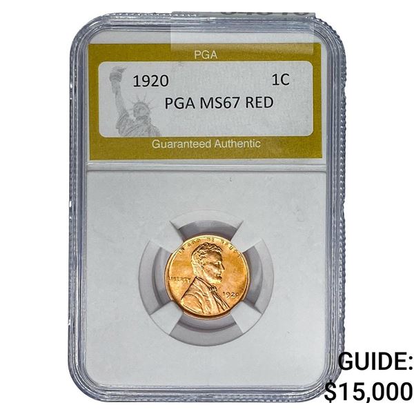 1920 Wheat Cent PGA MS67 Red