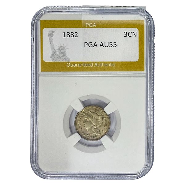 1882 Nickel Three Cent PGA AU55