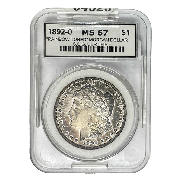 1892-O Morgan Silver Dollar SCG MS67 Rainbow Toned