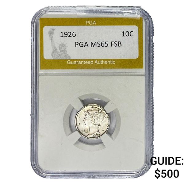 1926 Mercury Silver Dime PGA MS65 FSB