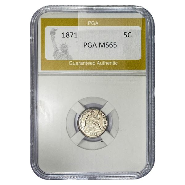 1871 Seated Liberty Half Dime PGA MS65