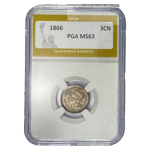 1866 Nickel Three Cent PGA MS63
