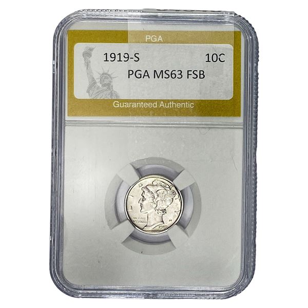 1919-S Mercury Silver Dime PGA MS63 FSB