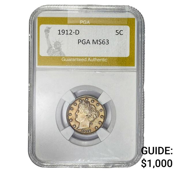 1912-D Liberty Victory Nickel PGA MS63