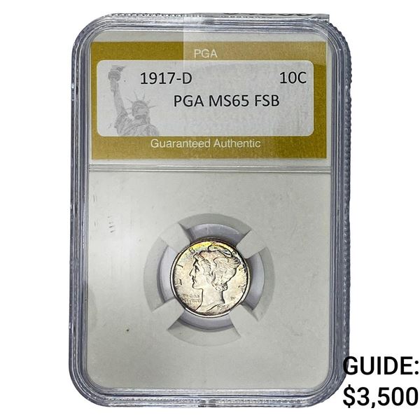 1917-D Mercury Silver Dime PGA MS65 FSB