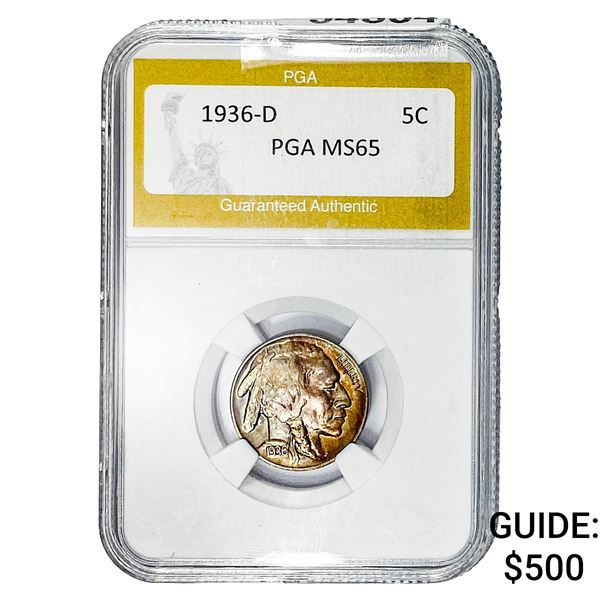 1936-D Buffalo Nickel PGA MS65