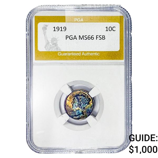 1919 Mercury Silver Dime PGA MS66 FSB
