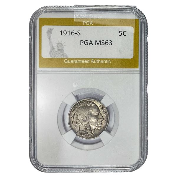 1916-S Buffalo Nickel PGA MS63