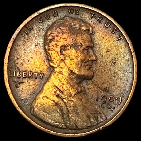 1909-S Lincoln Wheat Cent LIGHTLY CIRCULATED