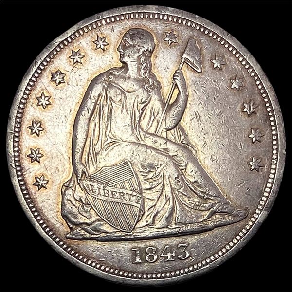1843 Seated Liberty Dollar NEARLY UNCIRCULATED