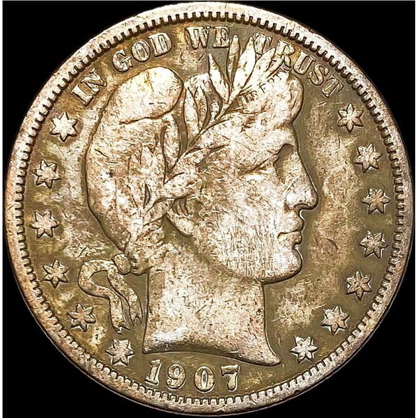 1907-S Silver Barber Half Dollar NICELY CIRCULATED