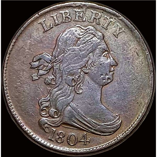 1804 Crosslet 4/No Stems Draped Bust 1/2 Cent NEARLY UNCIRCULATED