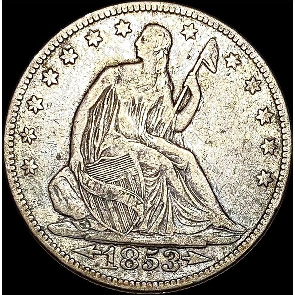 1853 Arrows/Rays Seated Liberty Half Dollar LIGHTLY CIRCULATED