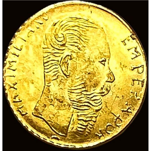 1865 Mexico Gold 1 Peso-Maximilian UNCIRCULATED