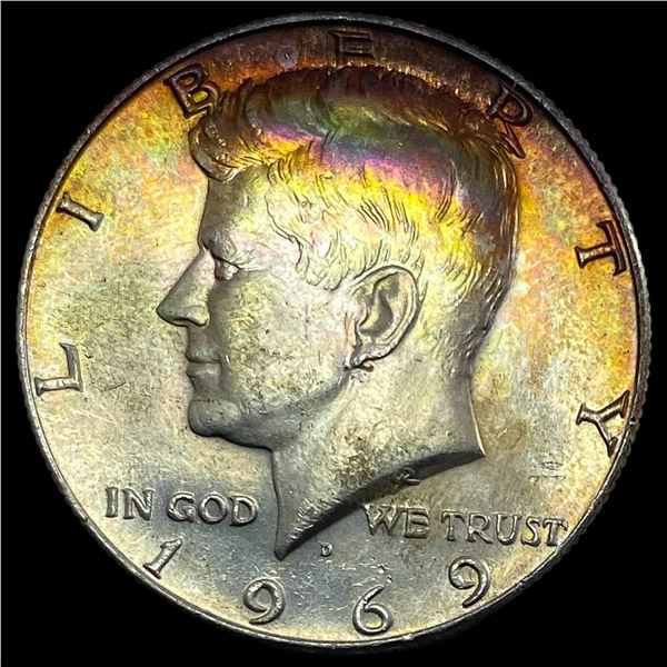 1969-D Toned Silver Kennedy Half Dollar CHOICE BU