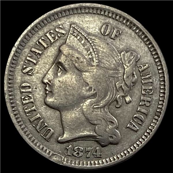 1874 Nickel Three-Cent Piece ABOUT UNCIRCULATED