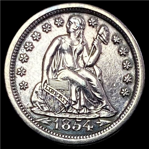 1854-O Arrows Silver Seated Liberty Dime CHOICE AU