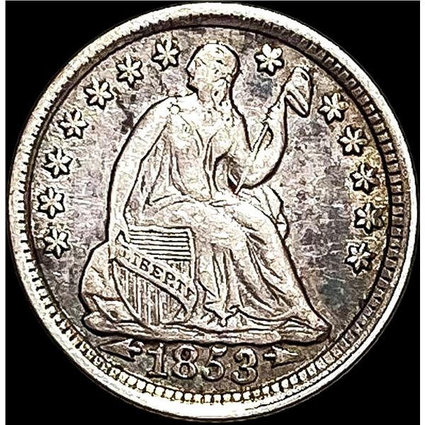 1853 Arrows Seated Liberty Half Dime NEARLY UNCIRCULATED