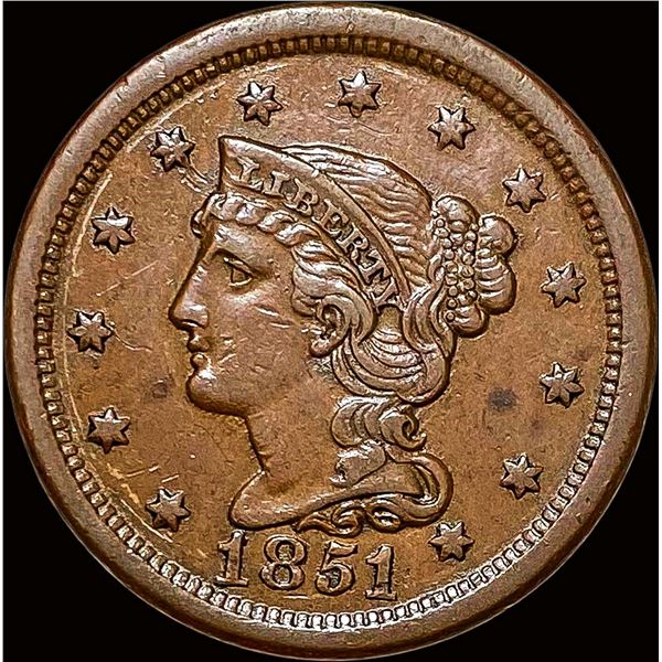1851 Braided Hair Large Cent NEARLY UNCIRCULATED